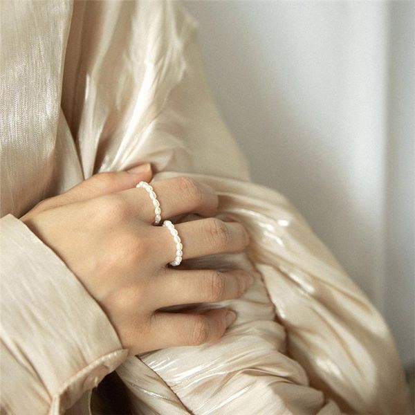

cluster rings elegant barque style irregular pearl beaded ring for women girl metal geometric round joint party jewelry, Golden;silver