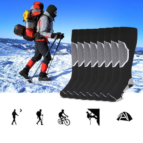 

sports stocking ski socks warm wool winter long stylish snowboard hiking 1pairs of men and women breathable, Black