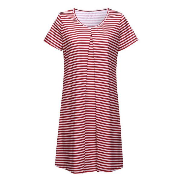 

maternity dresses summer dress striped short sleeve round neck loose, White