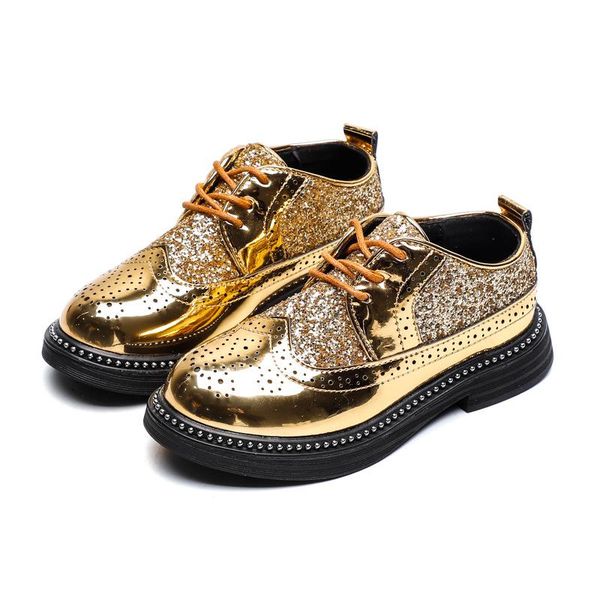 

flat shoes boys dress 2021 spring kids school for leather british style shiny children' performance wedding, Black;grey