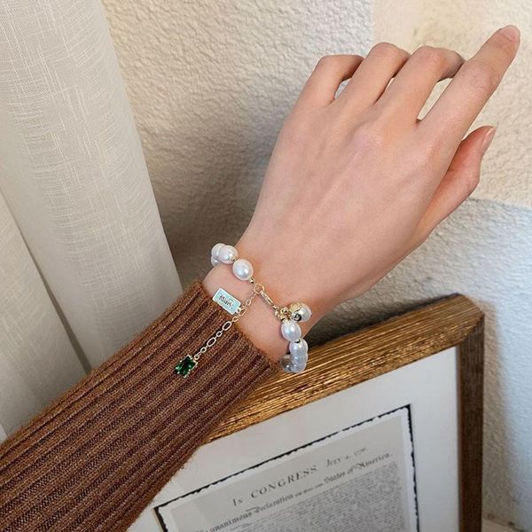 

charm bracelets trendy green party jewelry imitation pearl anniversary gifts fashion accessories bangles, Golden;silver