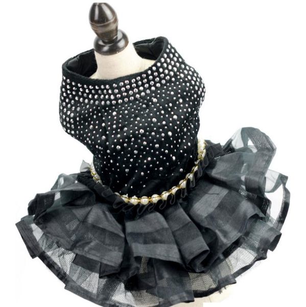 

dog apparel bling dress wedding tulle skirt layer black pet puppy dresses xs s m l xl