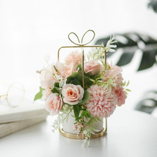 

decorative flowers & wreaths european style flower pot set vase table setting decoration indoor artificial home room potted wedding decor