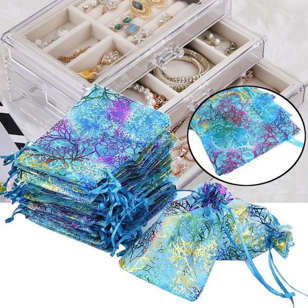 

gift wrap 50pcs coralline organza bags jewelry pouch candy wedding party favour bag1