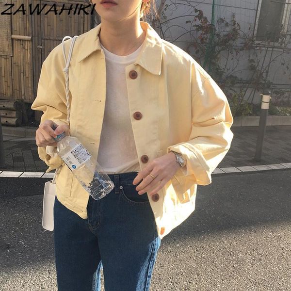 

women's jackets zawahiki solid women single breasted bf style autumn korean retro chaquetas mujer short casual fashion casaco feminino, Black;brown