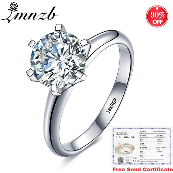 

cluster rings lmnzb with certificate original pure 18k white gold zircon engagement luxury 8mm 2.0ct wedding ring for women lzsr168, Golden;silver