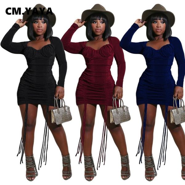 

cm.yaya aumutn winter women's dresses office lady solid long sleeve loose draped v-neck dress casual, Black;gray