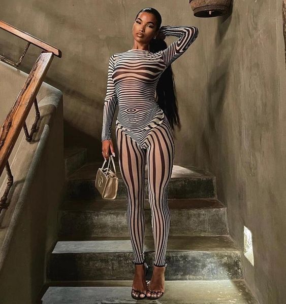 

maternity bottoms mesh striped two piece set women sheath body-shaping high street hipster long sleeve o-neck female streetwear outfits, White