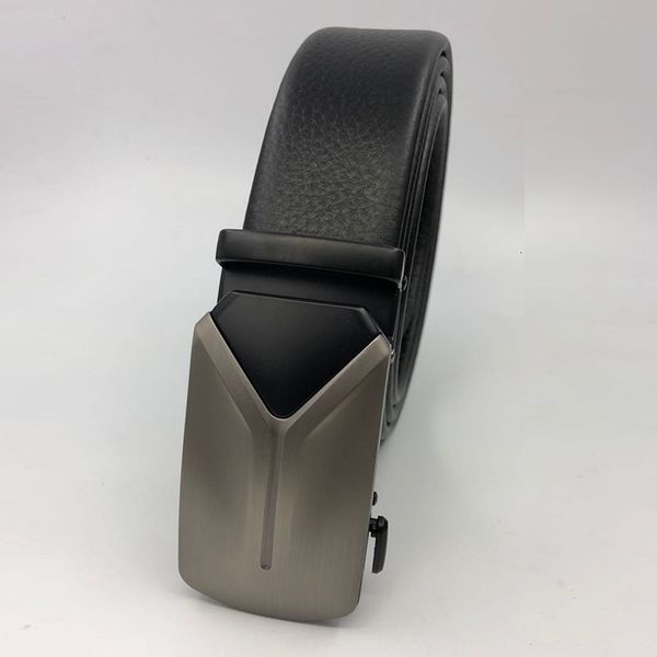 

men's new double-sided leather belt with alloy automatic buckle 3.5 litchi pattern watch pants, Black;brown