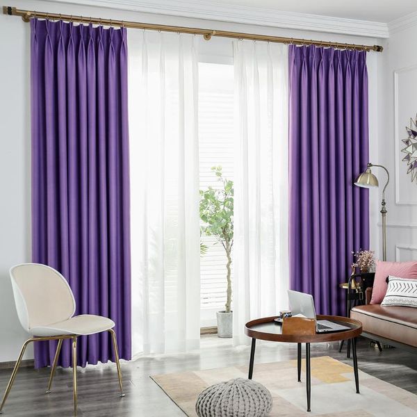 

curtain & drapes modern blackout curtains for living room solid color kids girls bedroom purple thermal insulated window
