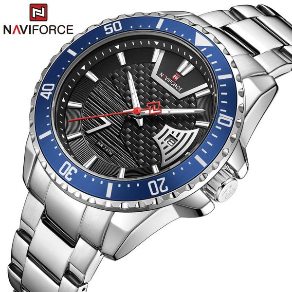 

wristwatches naviforce brand fashion waterproof watch for men stainless steel quartz calendar clock with luminous hands relogio masculin, Slivery;brown