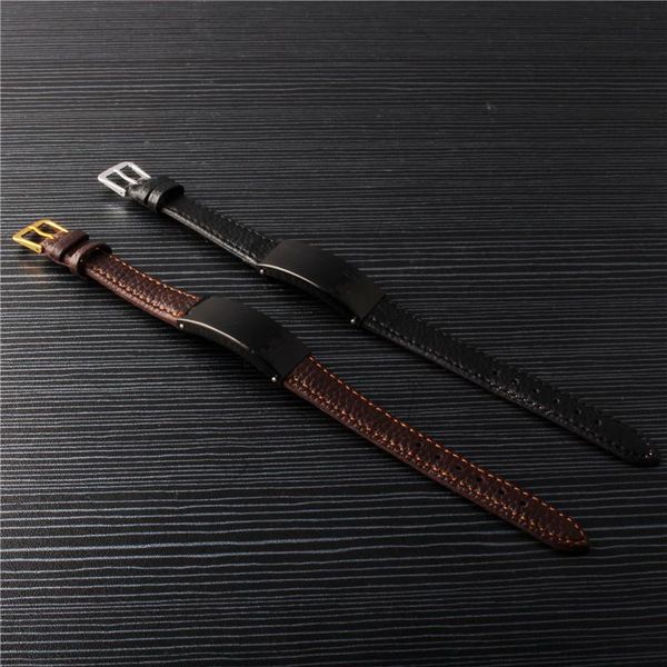 

charm bracelets high polisghed bracelet 2021 vintage jewelry black/brown leather black stainless steel men casual punk, Golden;silver