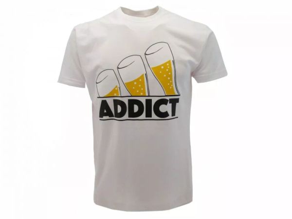 

t shirt only words man addict original, White;black