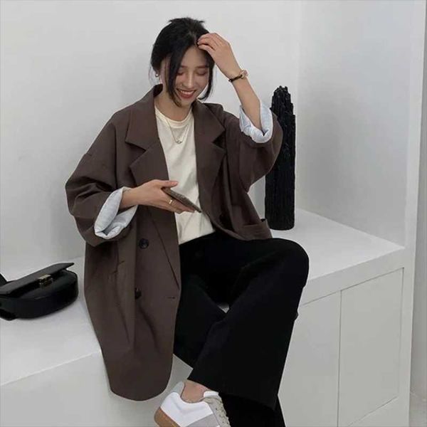 

women's vests suit jacket 2021 spring and autumn long-sleeved loose thin fashion casual small, Black;white