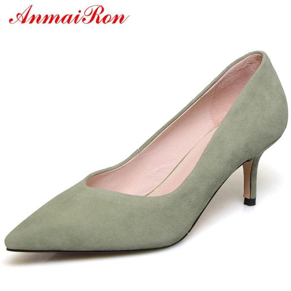 

basic kid suede fashion shoes 2021 women pointed toe casual slip-on spring and autumn pumps size 34-39 ly715 dress, Black