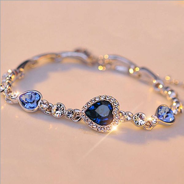 

hand catenary korean love crystal fashion ocean heart friend korea jewelry accessories bracelet creative style, Golden;silver