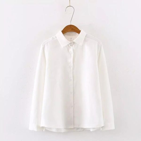 

women's solid color corduroy lapel white shirt button office ladies khaki top