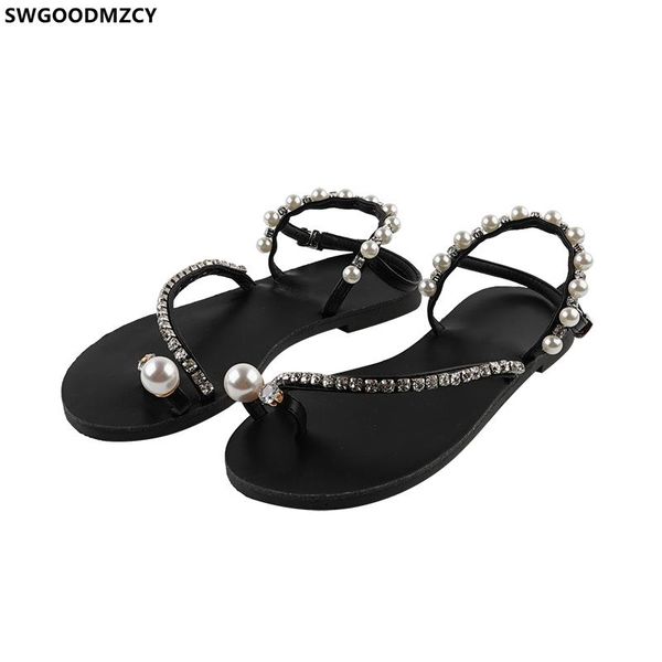 

sandals women ladies shoes and slingback summer 2021 female woman crystal zapatos, Black