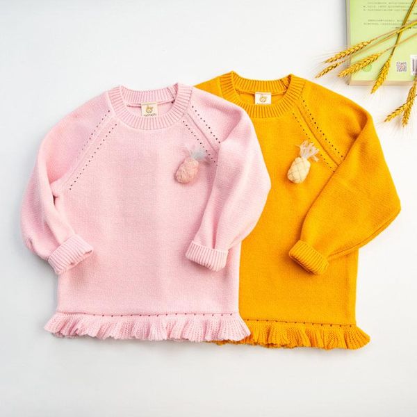

pullover autumn baby kids girls pure color long sleeve knit sweater winter sweet sweaters children's clothes, Blue