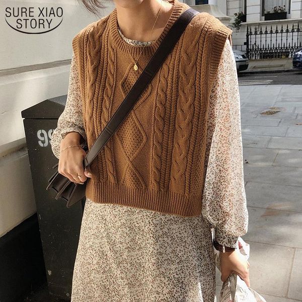 

women's sweaters autumn short knitted women o-neck girls pullover vest sweater sleeveless warm casual oversize 10975, White;black