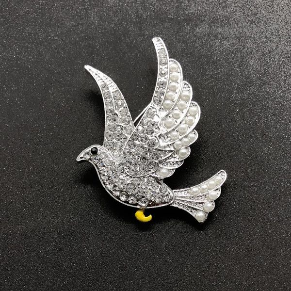 

pins, brooches exquisite rhinestone imitation pearl inlay metal pigeon dove charm brooch for zeta phi beta sorority society jewelry, Gray