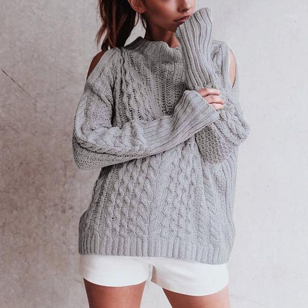 

women's sweaters casual half-turtleneck sweater off-shoulder solid color twist pullover harajuku style em*, White;black