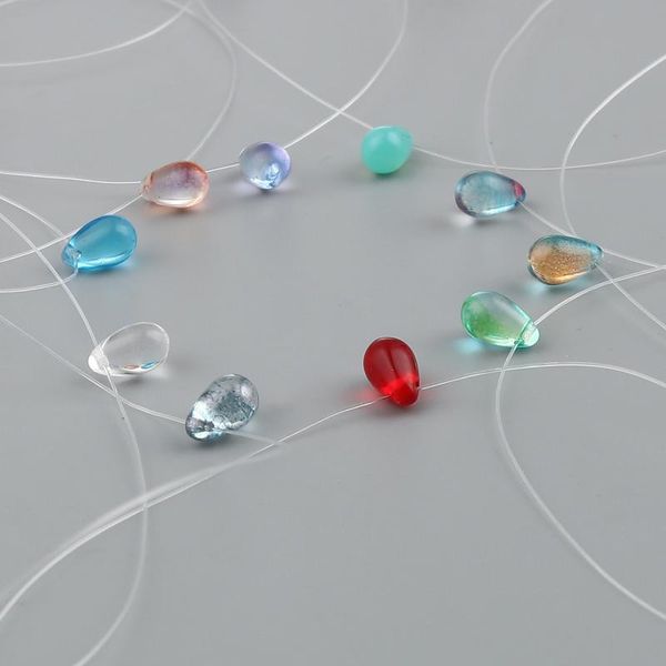 

chokers mermaid's tears necklace ocean sea invisible transparent fishing line short chain beach pendants mermaid necklaces, Golden;silver