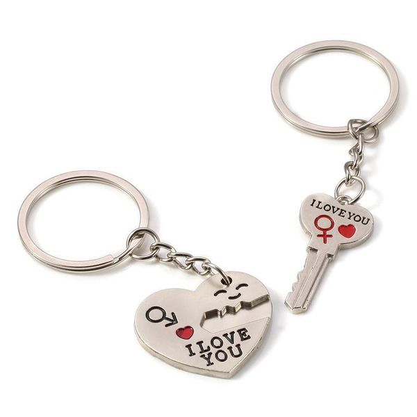 

keychains couple keychain car key chain metal ring creative holder keyring auto accessories, Silver