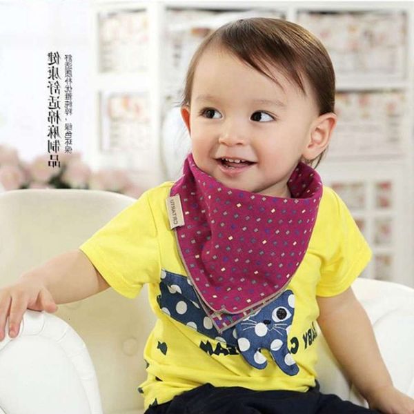 

spring and autumn winter linen square towel baby saliva boys girls double layer gauze hkerchief children's triangle fj01, White