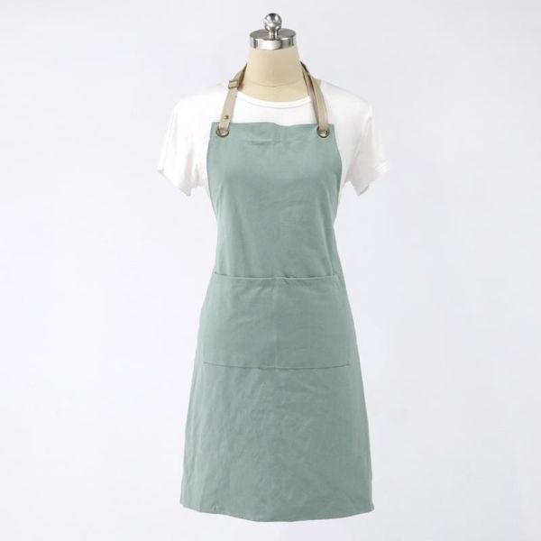 

cotton linen aprons vintage female household apron adjustable neckband korean style long dress cafe kitchen cooking