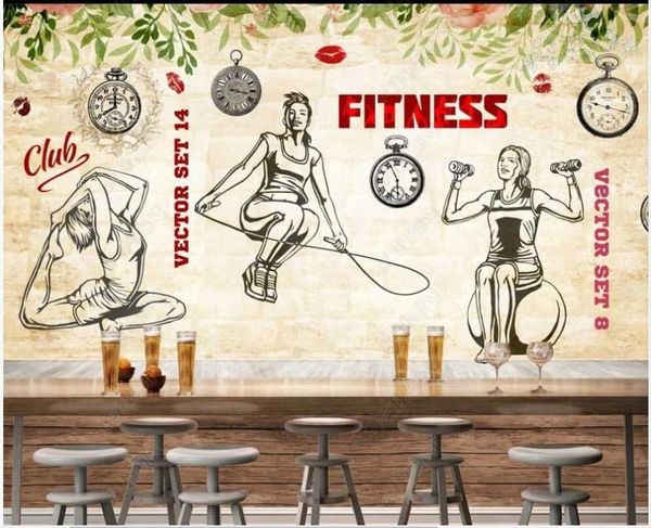 

wallpapers wallpaper po 3 d custom mural cartoon retro beautiful woman fitness home decor living room for walls 3d in rolls