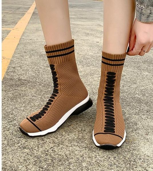 

breathable mesh flat boots for women fashion round toe slip-on casual shoes thick bottom ladies sneakers, Black