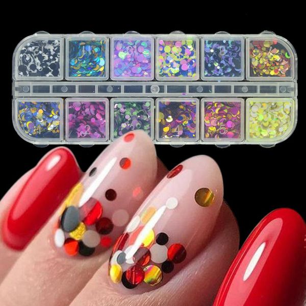 

nail glitter 1 set mixed color 3d ultrathin sequins flakes 1/2/3mm sparkly diy tips dazzling paillette art decorations, Silver;gold