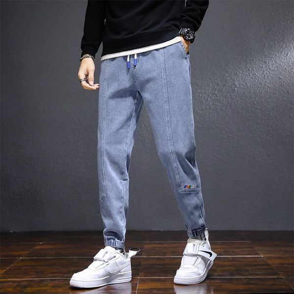 

men's jeans spring autumn plus size baggy men black blue stretch denim jogger pants casual loose harem jean trousers 8xl