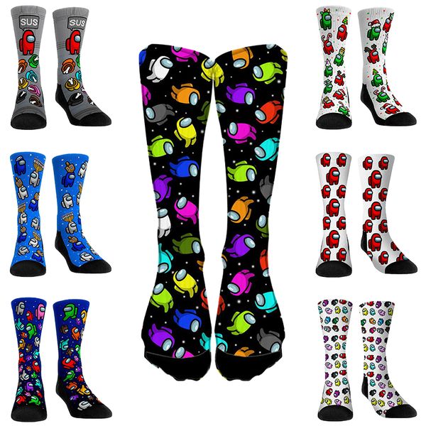 

men 3d printed socks fashion cute cartoon casual sock harajuku skateboard funny dress tube socks, Black