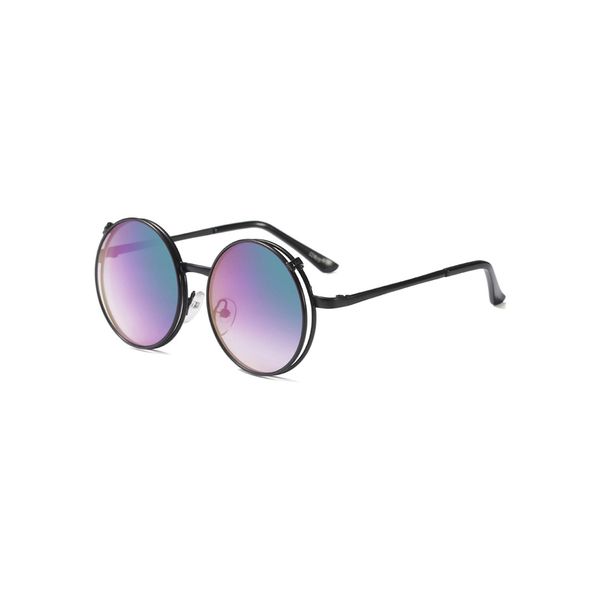 

kids sun fashion retro children personality round frame glass playful double lens flip glasses 5204fd, White;black
