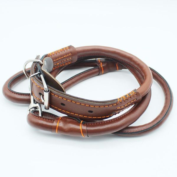 

dog collars & leashes cowhide leashs pet lead eight-strand single row nail collar chain sub dogs walking training leash 1.2m