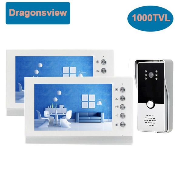 

dragonsview 7 inch video door phone home intercom system doorbell with camera 2 monitors 1 unlock talk waterproof phones