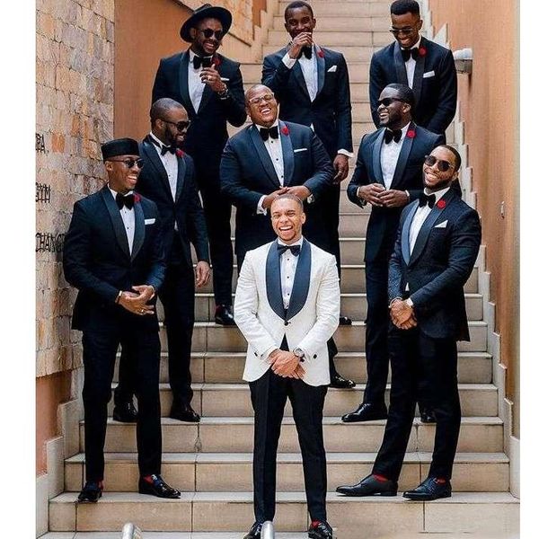 

mens wedding tuxedos business suit jacket pants tie handsome men's suits spring sell groom custom made & blazers, White;black