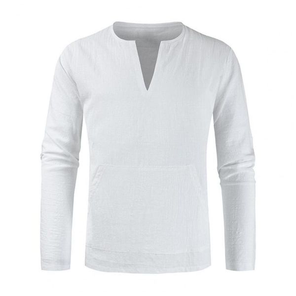 

men's t-shirts men long sleeve solid color stylish shrink-resistant lightweight 3d cutting v-neck pullover slim fashion casual, White;black