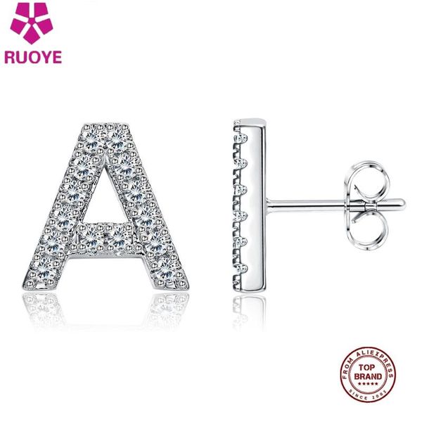 

pieces stud earrings zirconia earring for women alphabet 26 letters girls silver color jewelry 2021, Golden;silver