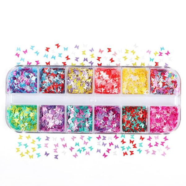 

nail art decorations 3mm butterfly glitter sequin flake patch jewelry gel polished manicure design charm diy accessories, Silver;gold