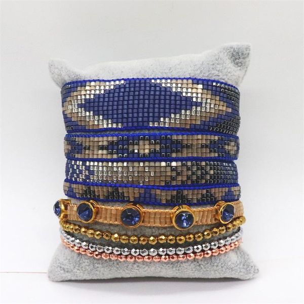 

beaded, strands zhongvi mexican miyuki bead bracelet set fashion women pulseras mujer moda chic crystal handmade woven bracelets girl gift, Black