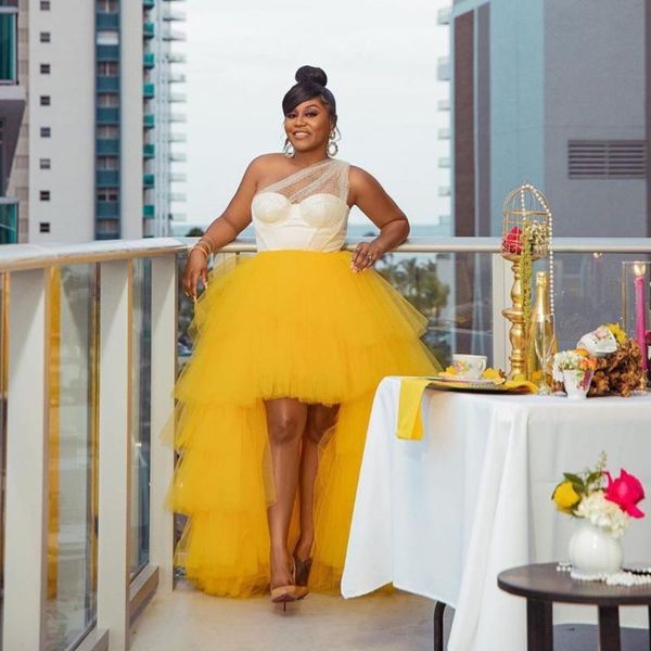 

skirts trendy 2021 gold high low tulle for party puffy tiered ruffles long maxi skirt women to shoot, Black