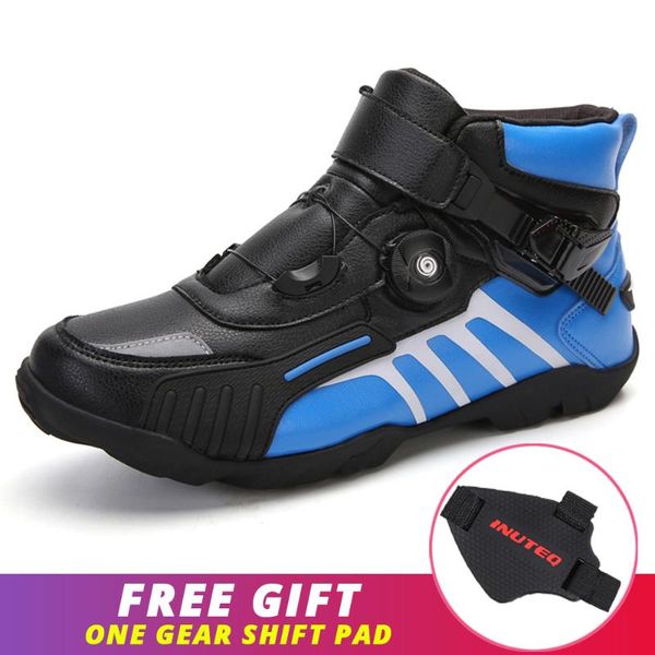 

motorcycle footwear blue boots breathable riding men motocross shoes protection motorbike biker chopper motorboats