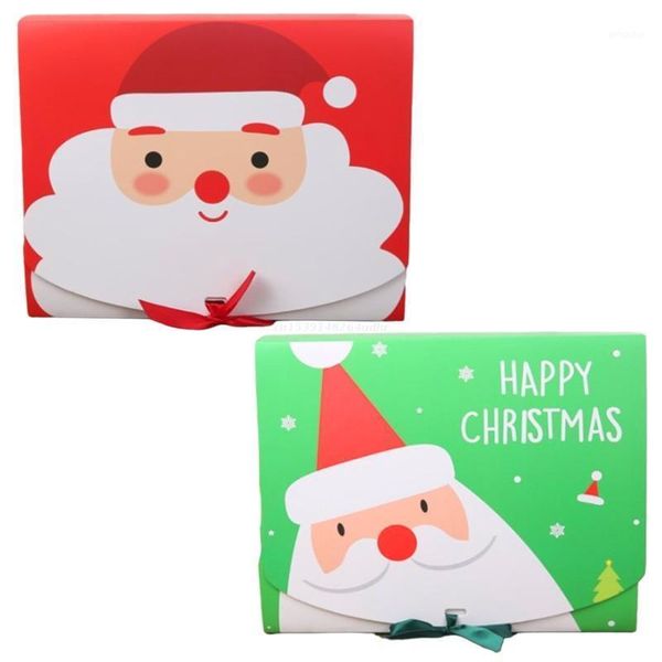 

christmas decorations 20pcs candy cookie treat box with bow cartoon santa gift paper case dropship