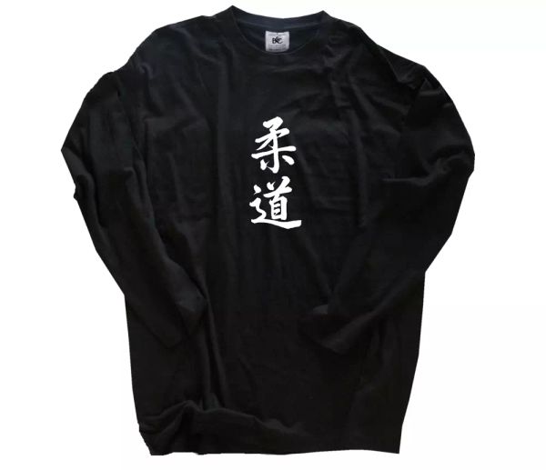 

judo-la - le douce loin - japonais caractÃ¨res judoka manches longues s-xxl, White;black