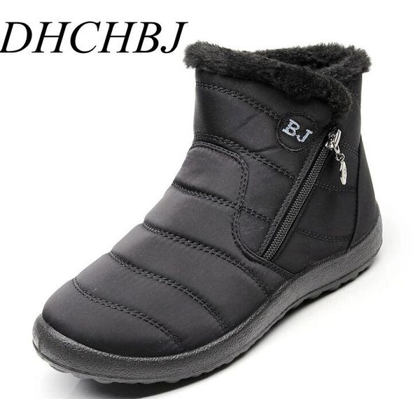 

boots 2021 waterproof women snow ladies winter short fur footwear warm shoes flat ankle boot female, Black