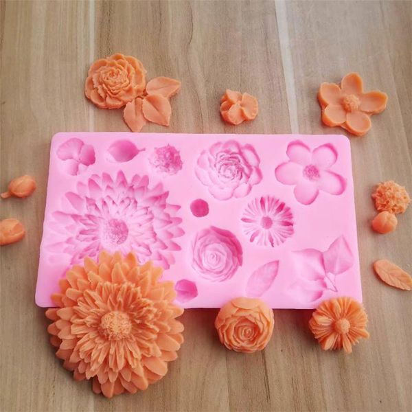 

baking moulds sunflower shaped silicone fondant cake decorating mold chocolate molds mousse mould tools kitchen accessories