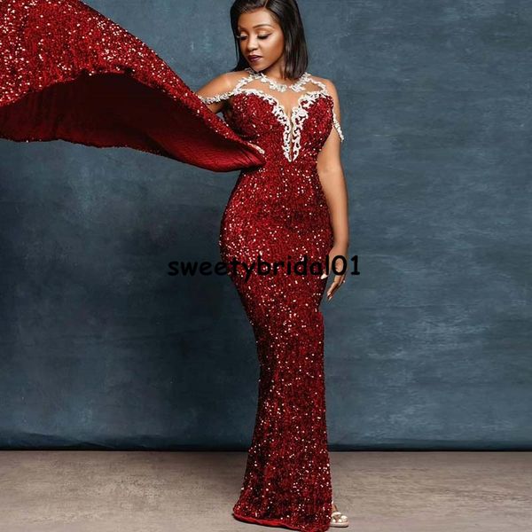 

sequin lace red prom dress 2021 arabic mermaid formal informal reception gowns occasion party dresses, Black